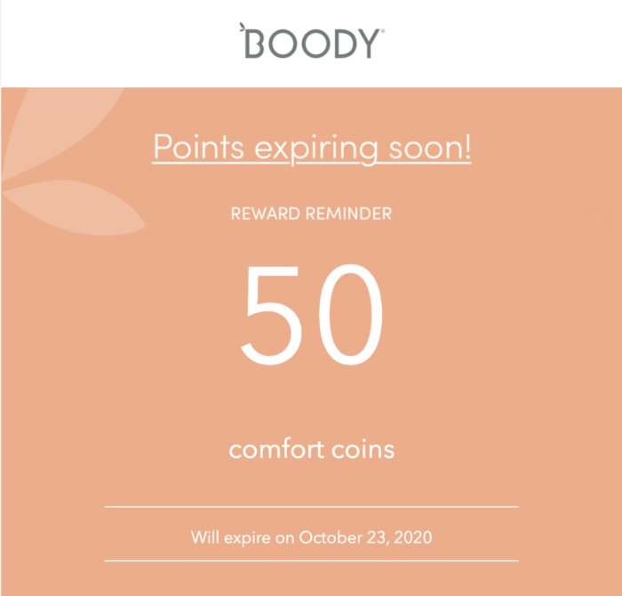 Boody Points Expiry Email 1